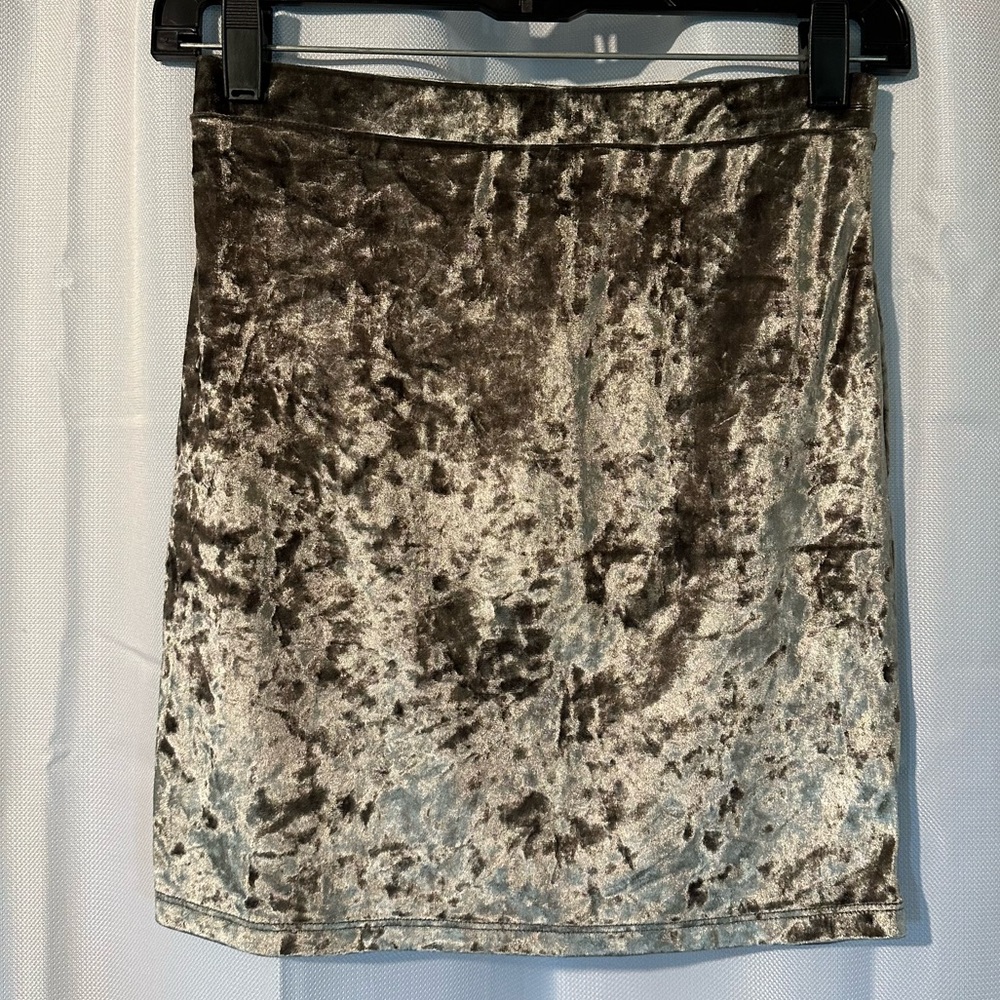 Velvet Mini Skirt - Olive Green